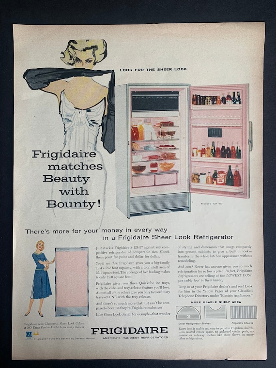 Vintage 1958 Frigidaire Refrigerator Original Print Ad - Etsy