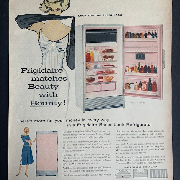 Vintage 1958 Frigidaire Refrigerator Print Ad