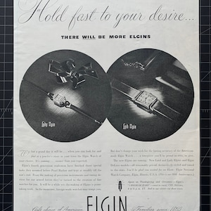 Vintage 1945 elgin watches print advertisement
