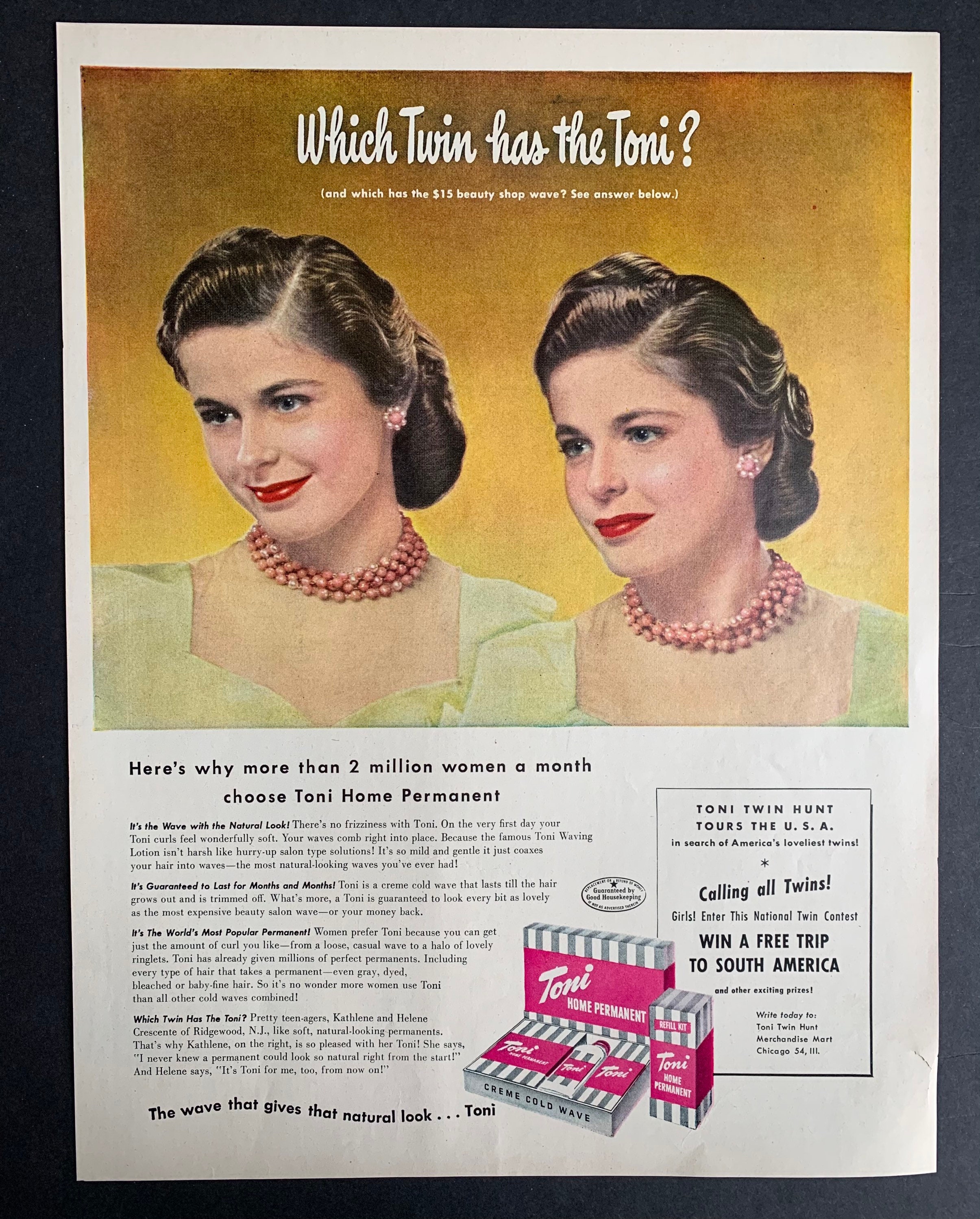 Vintage 1949 Toni Home Hair Perm Print Ad - Etsy UK