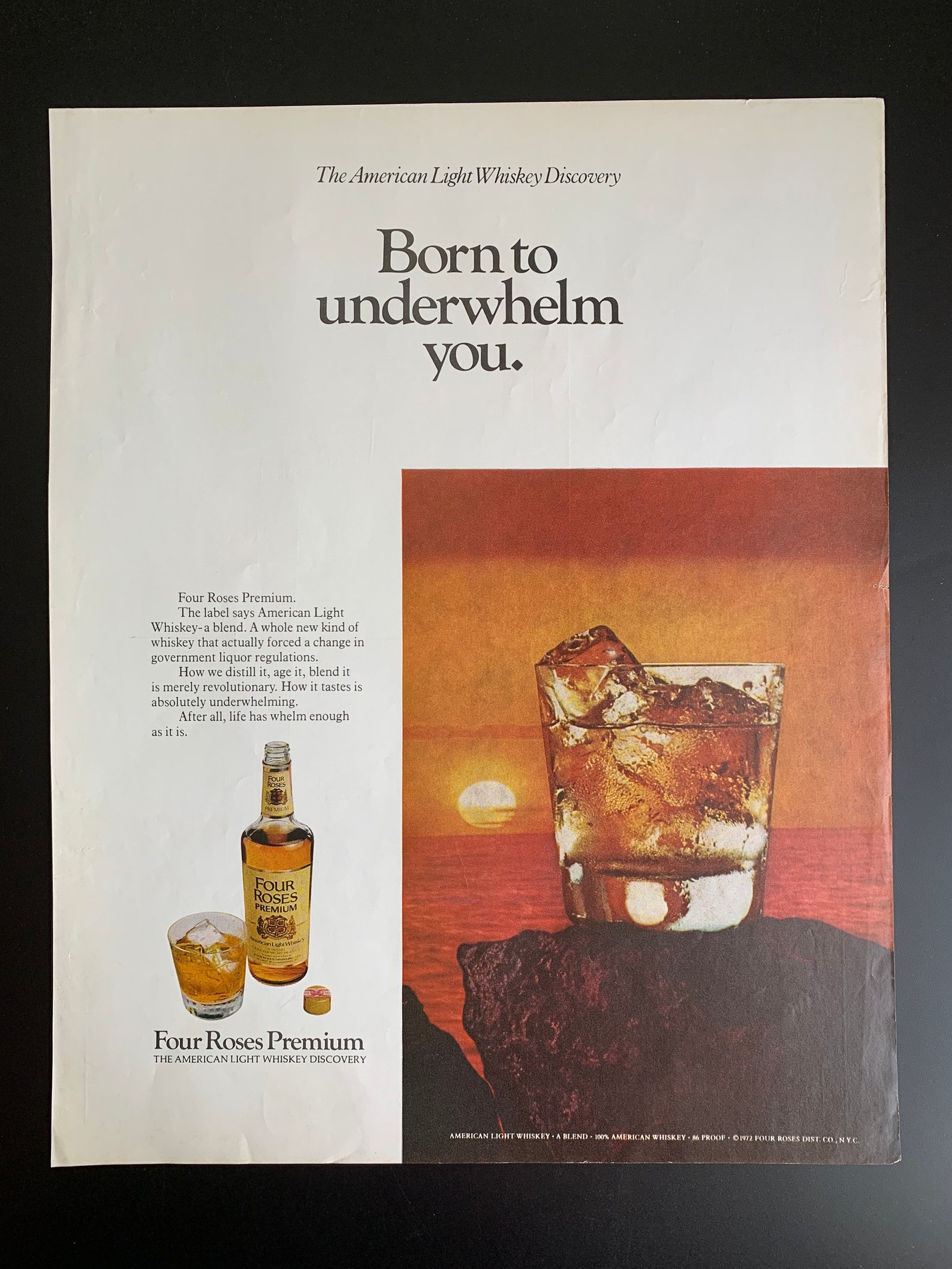 Vintage 1972 Four Roses Whiskey Print Ad - Etsy