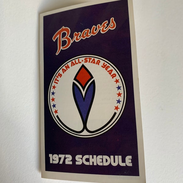 Vintage 1972 atalanta braves baseball schedule