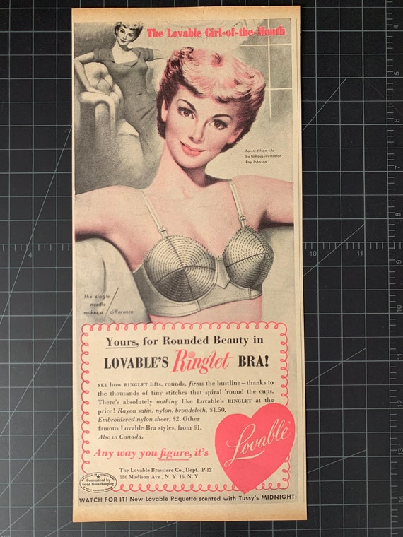 Vintage 1950s Lovable Bra Print Ad -  Canada