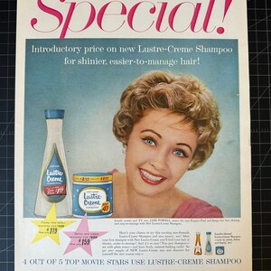 Vintage 1959 lustre-creme shampoo print ad - jane powell