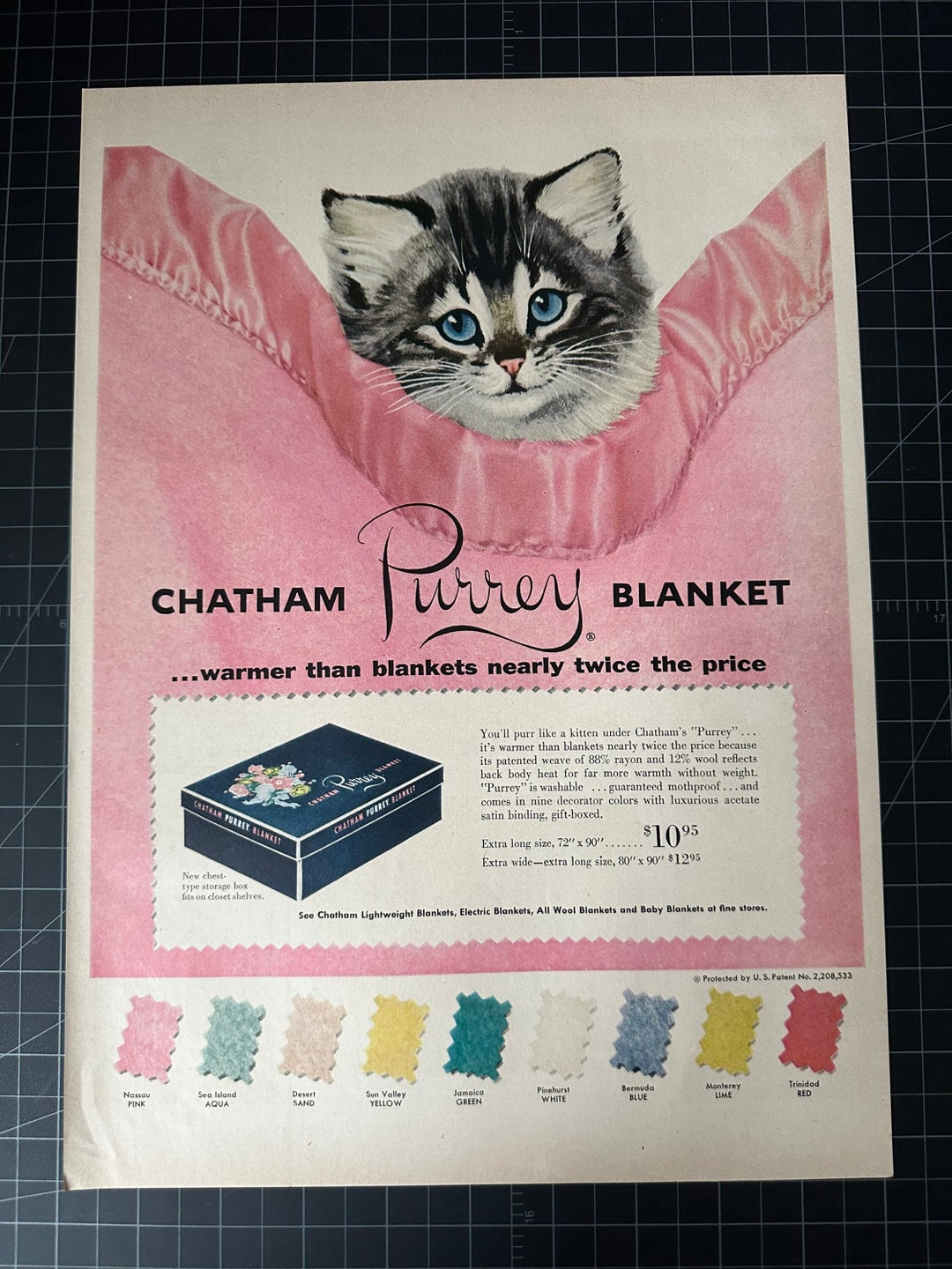 Vintage 1950s Chatham Blankets Print Ad Etsy