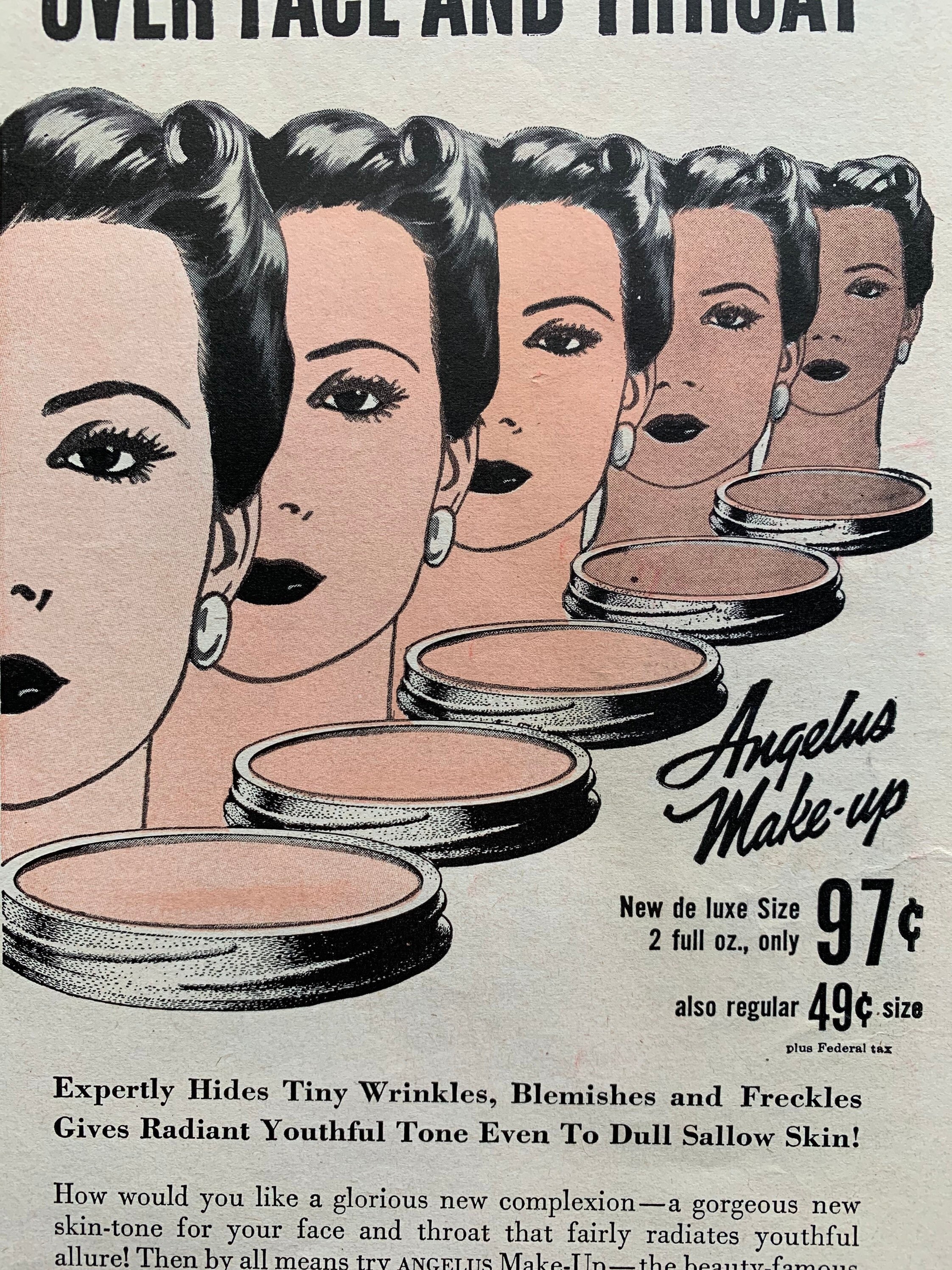1944 Ad Vintage Angelus Lipstick Makeup Cosmetic Louis Philippe Lips Magnet  YHB4