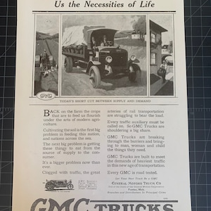 Antique vintage 1918 gmc trucks print advertisement