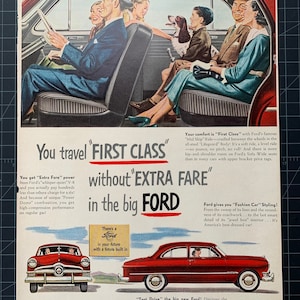 Vintage 1950s ford print advertisement