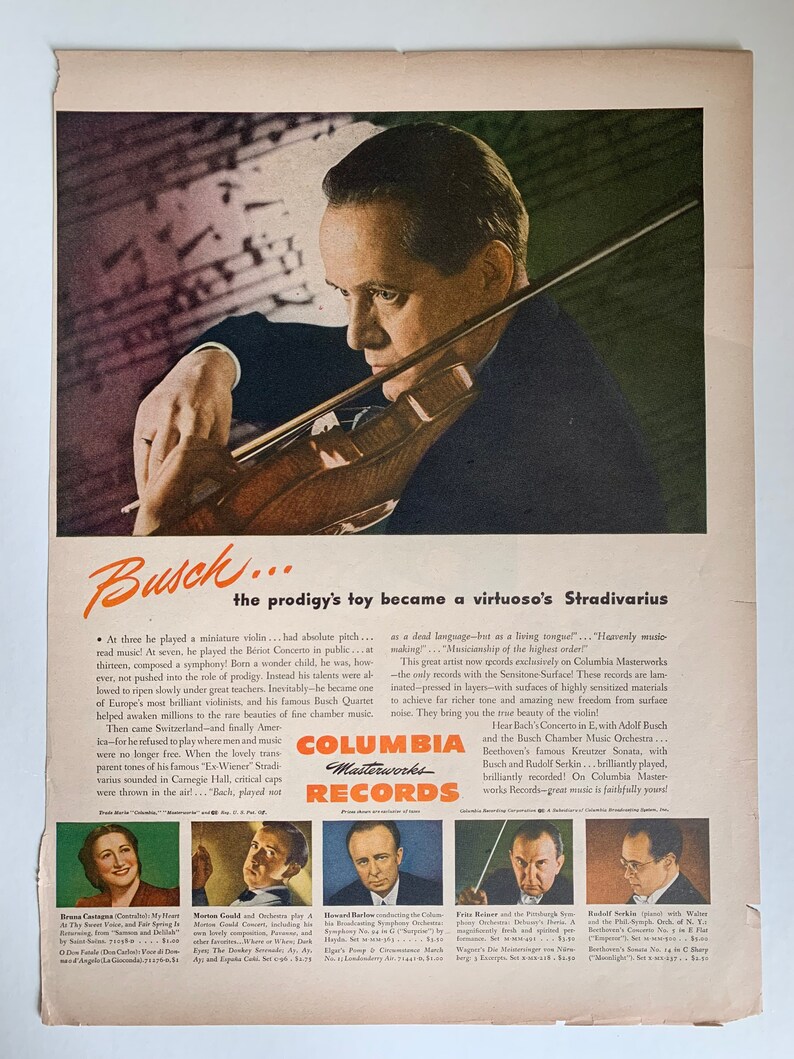 Vintage 1940s Colombia Records Composer Ad