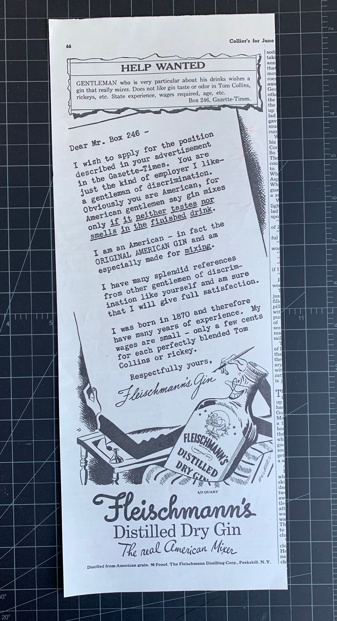 Vintage 1937 Fleischmanns Gin Print Ad Etsy