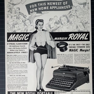 Vintage 1939 royal portable typewriter print advertisement