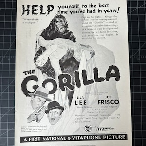 Rare Vintage 1930 “The Gorilla” Film Print Ad - Lila Lee - Joe Friscovintage