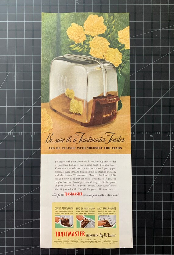 Vintage 1949 Toastmaster Toaster Print Ad Etsy