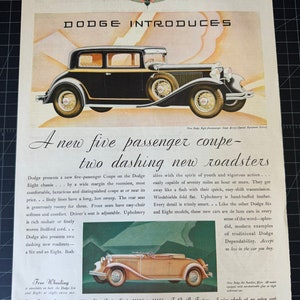 Vintage 1931 dodge eight print advertisement