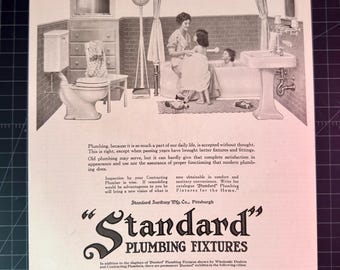 Vintage Antique 1920 American Standard Plumbing Original Print Ad