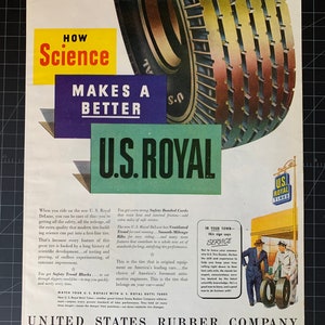 Vintage 1946 us royal tires print advertisement