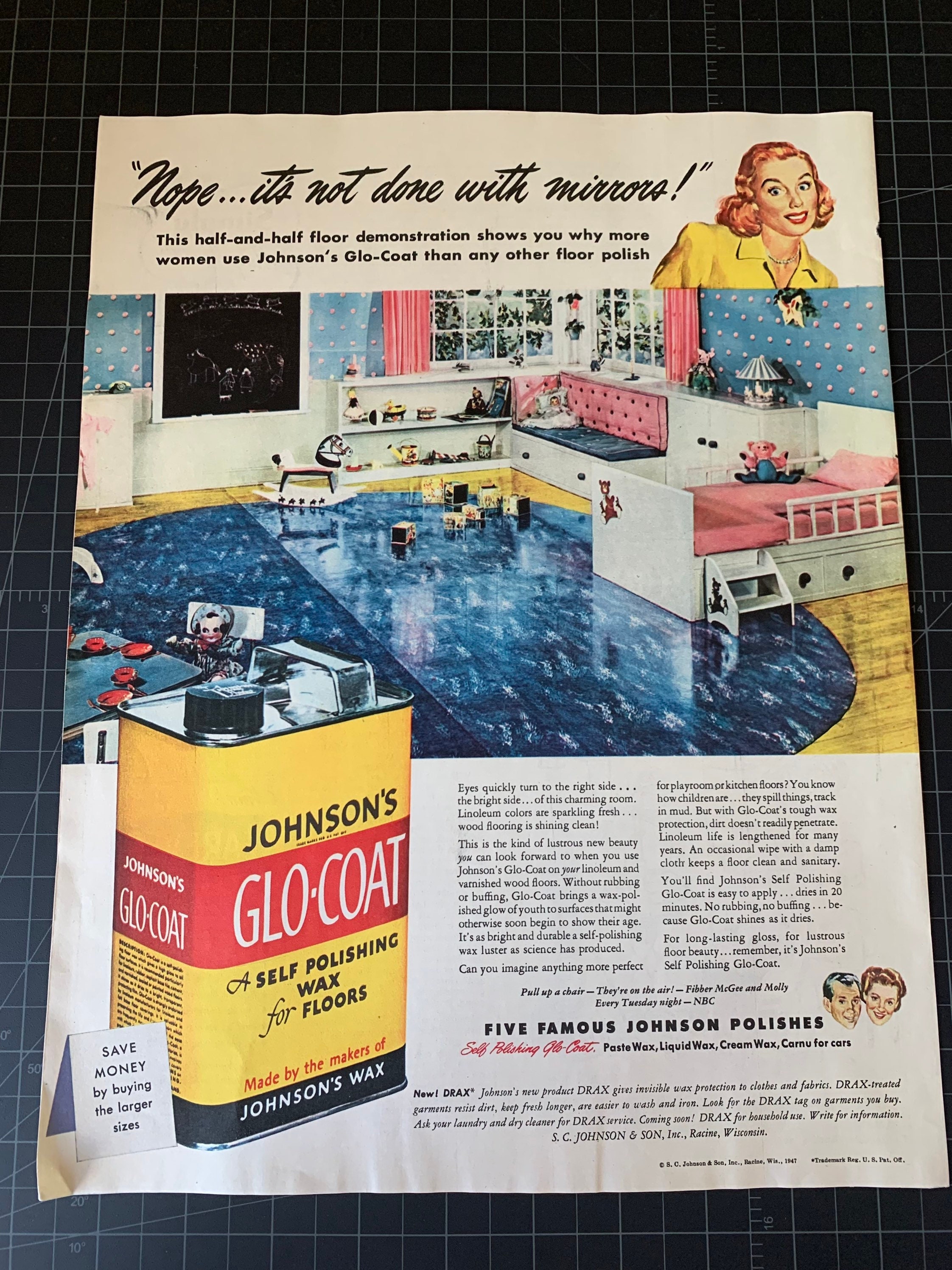 1954 Johnson's Glo-coat & Jubilee Wax Vintage Ad, 1950's Kitchen, Mid  Century Modern, Advertisement, Magazine Ad, Great to Frame. 