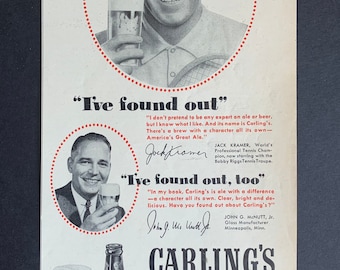 Publicité imprimée originale Carling's Red Cap Ale vintage des années 1950