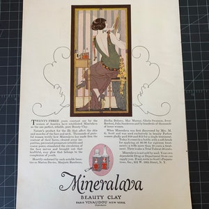 Vintage 1928 vivaudou minerlava beauty clay print ad - art decovintage