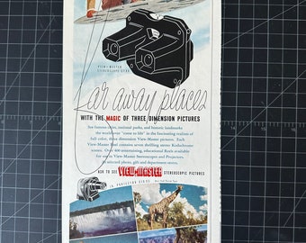 Anúncio original impresso do estereoscópio View-Master da década de 1950.