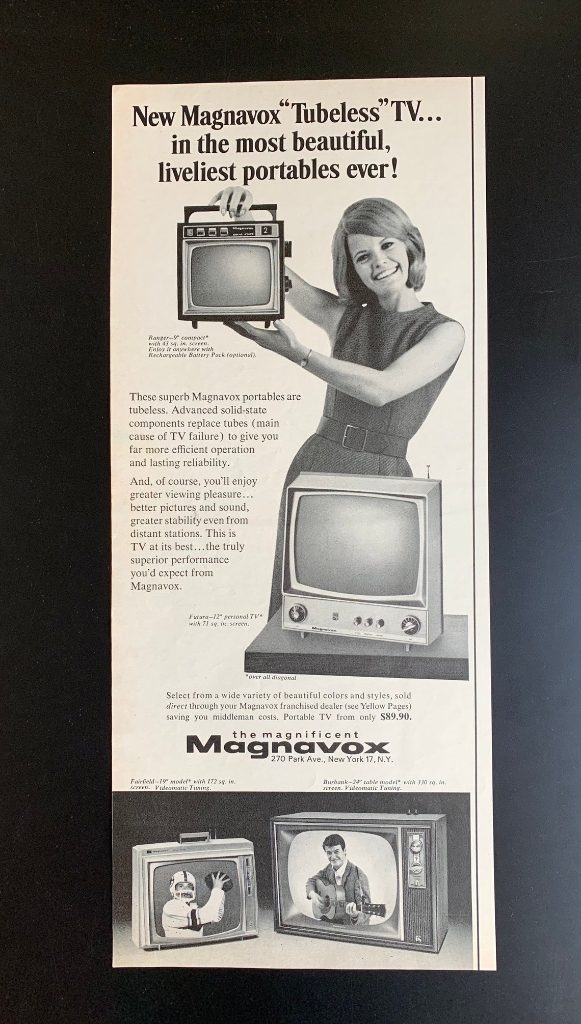 Vintage 1960s Magnavox Television Print Ad Etsy