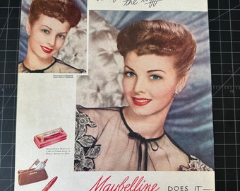 Vintage 1940s Maybelline Cosmetics Print advertisement