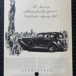 Vintage 1934 Studebaker Automobile Print advertisement