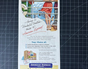 Vintage 1950er Jahre American Express Print-Anzeige