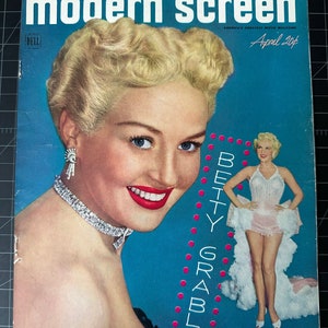 Vintage 1952 modern screen magazine cover - betty grable