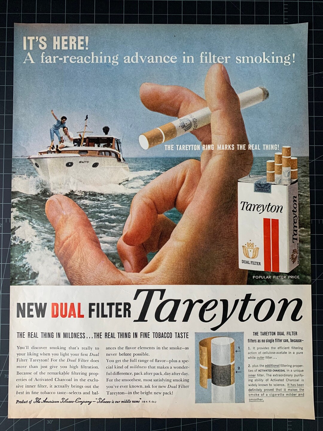 Vintage 1960s Tareyton Cigarettes Original Advertisement