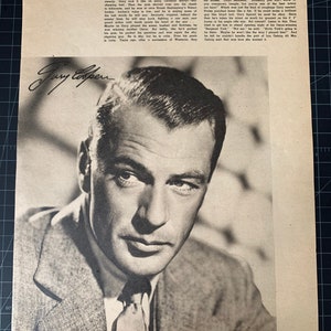 Vintage 1943 gary cooper magazine portrait & biovintage