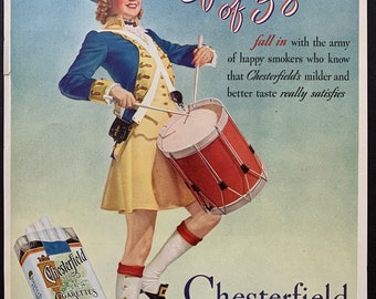 Vintage 1938 Chesterfield Cigarettes Original Print Ad