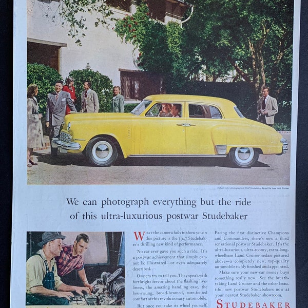 Vintage 1947 studebaker regal deluxe land cruiser print ad