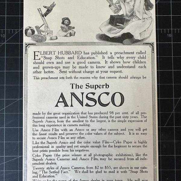 Antique 1912 Ansco Camera Print Ad