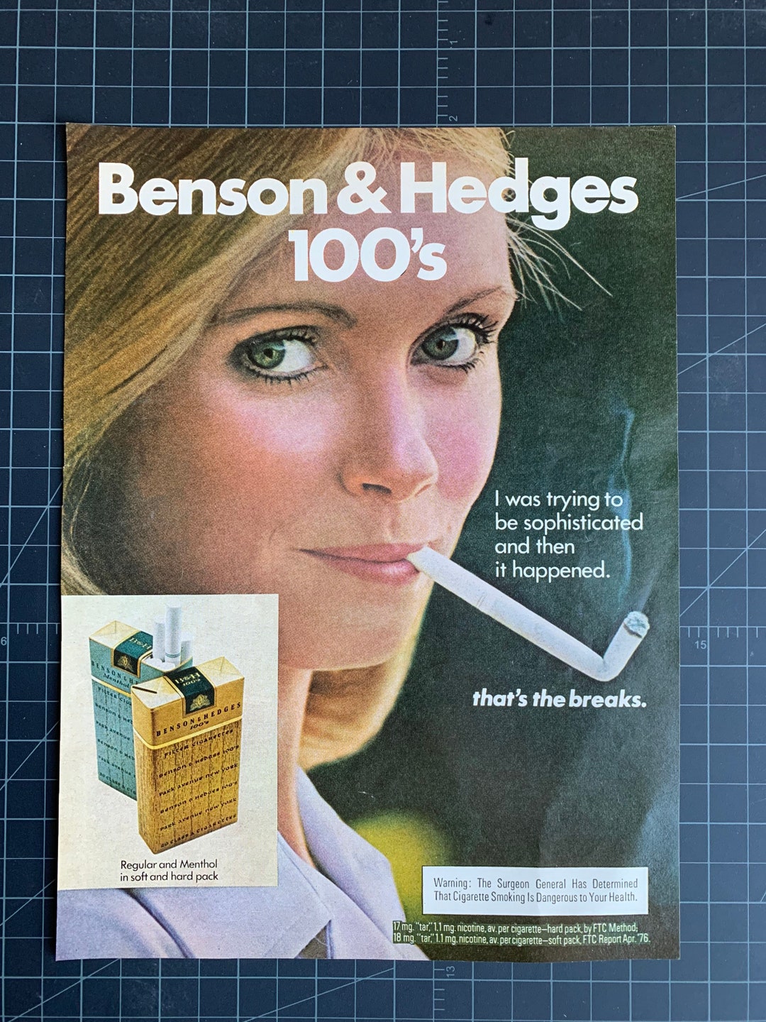 Vintage 1976 Benson &amp; Hedges Cigarettes Print Ad - Etsy