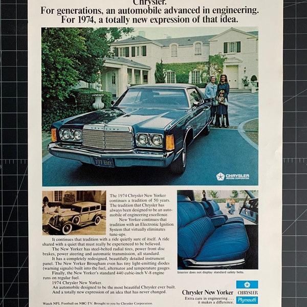 Vintage 1974 chrysler new yorker print ad