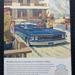 Vintage 1960 pontiac bonneville sports coupe print advertisement