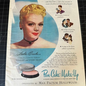 Vintage 1940s max factor print ad - leslie brooks