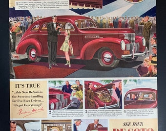 Vintage 1938 DeSoto Automobile Original Advertisement - Fredric March