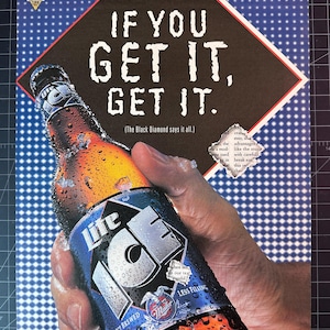 Publicité imprimée vintage des années 1990 pour la bière glacée Miller Lite