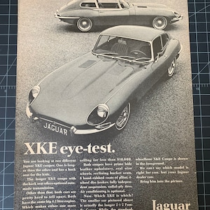 Vintage 1968 jaguar xke print advertisement retro gift decor