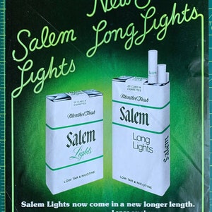 Vintage 1976 salem cigarettes print advertisement