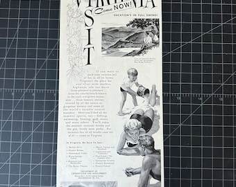 Vintage 1950s Virginia Travel Print Ad