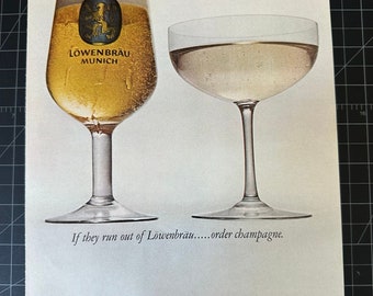 Vintage 1960s lowenbrau beer print advertisement