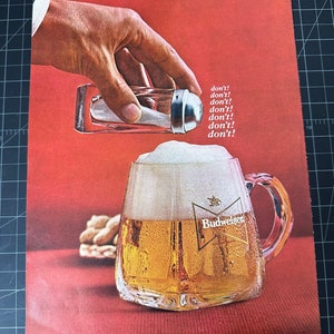 Vintage 1970s budweiser beer print advertisement