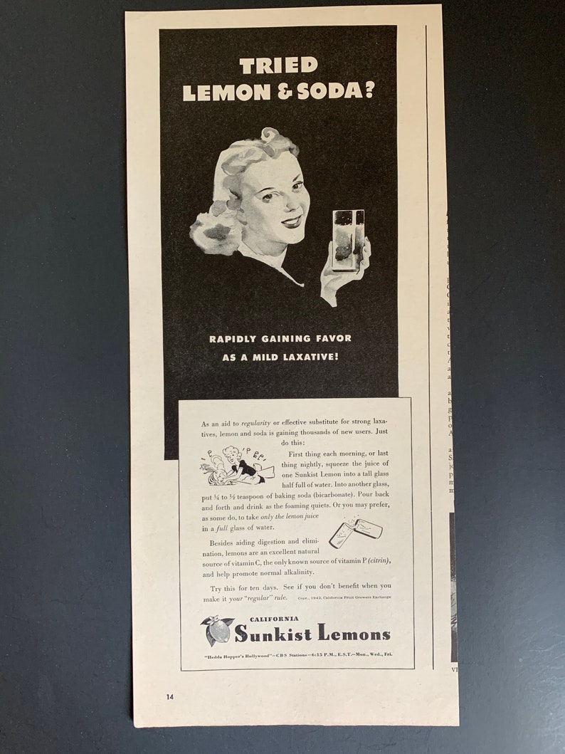 Vintage 1942 Sunkist Lemons Ad