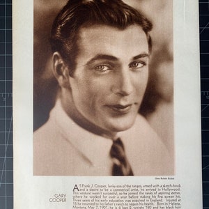 Vintage circa 1930 gary cooper photoplay portraitvintage