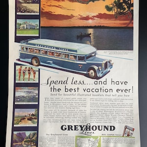Vintage 1932 Greyhound Lines Print advertisement