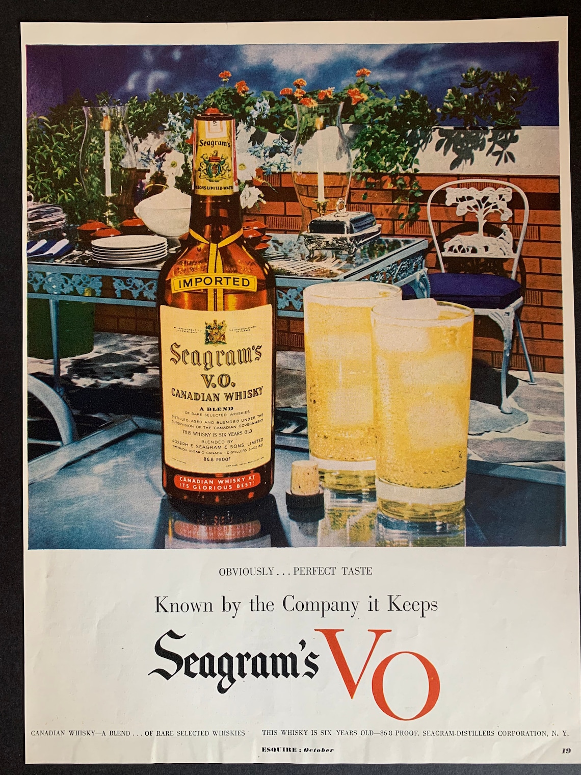 Vintage 1940s Seagrams VO Whiskey Ad Etsy