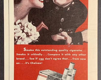 chelsea cigarettes for sale Vintage print ad Tobacco Right Under Your Nose cut out 1989 Chelsea Collectible Tobacco Cigarettes for